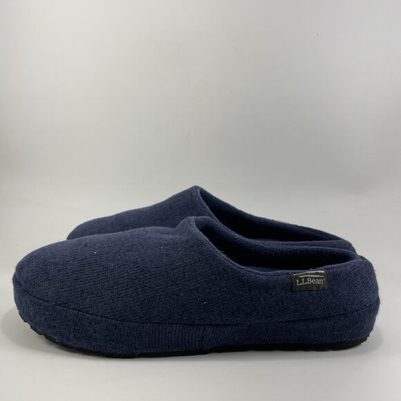 LL Bean Sweater Fleece Slipper Scuff Womens Size 10 Navy Blue Mule Slip On - Picture 4 of 9